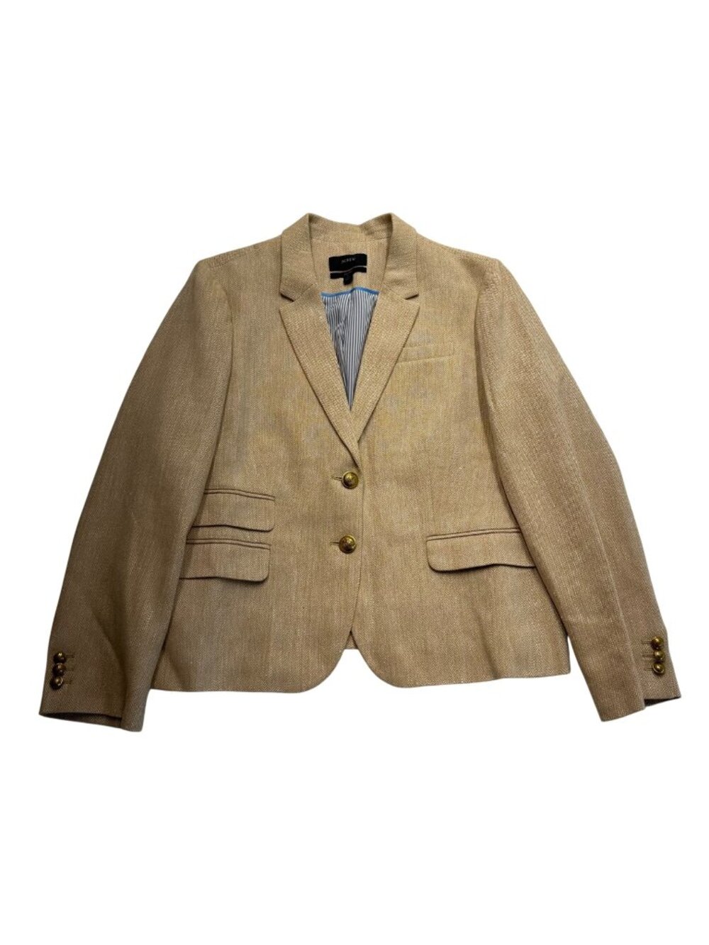 J Crew Dalton Blazer Jacket Linen Cotton Herringbone NWT Size 18 Gold Buttons